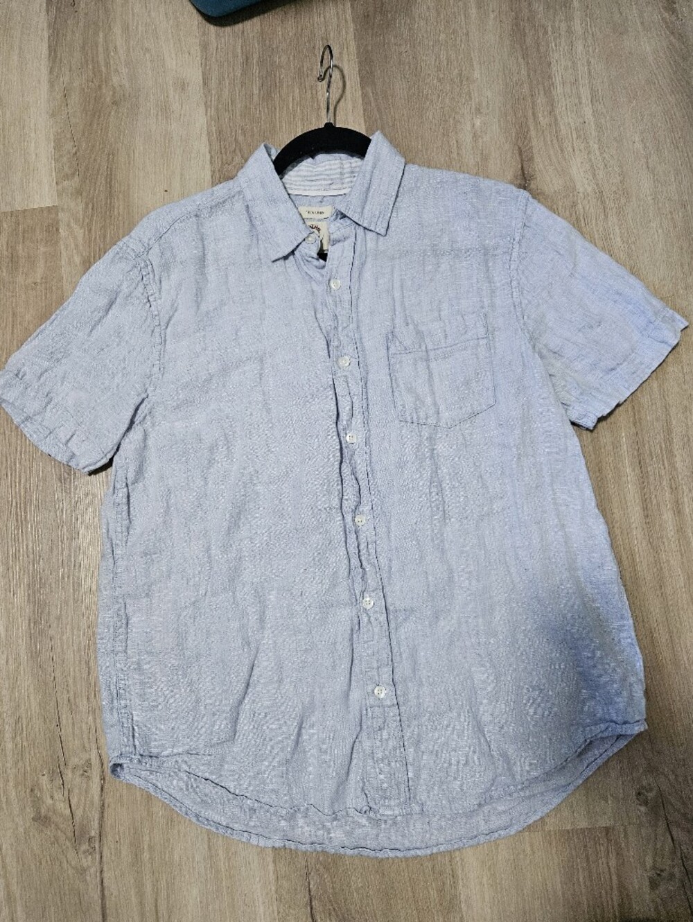 Panama Jack Light Blue Short-Sleeve Button-Down  100% Linen Shirt